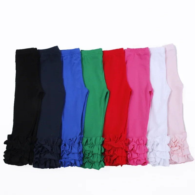 New autumn winter little girl pants children ruffle trousers solid color kids tights leggings