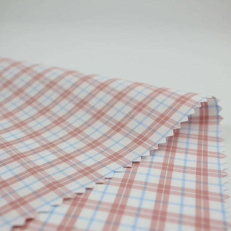 fabric supplier of Famous brand pure 100% cotton yarn dyed orange check fabric woven fabric manufacturer for shirt