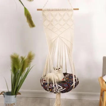 Nordic Cotton Rope Woven Cat Swing Macrame Hammock for Cats Fashion Cat Bed