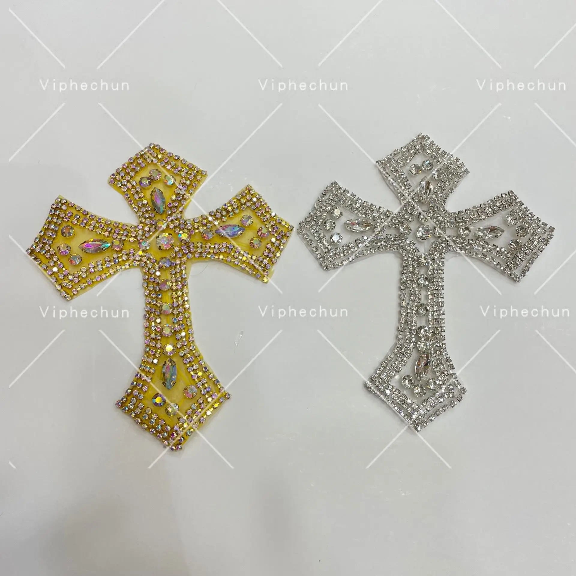 HC-44103 Hechun new cross shape handmade crystal rhinestone applique