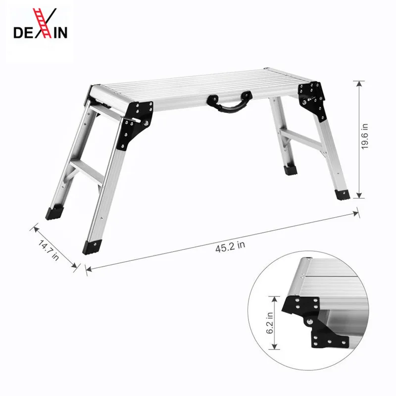 Work Platform Step Ladder Heavy Duty Foldable Aluminum Platform 330 LBS Capacity DX-9002