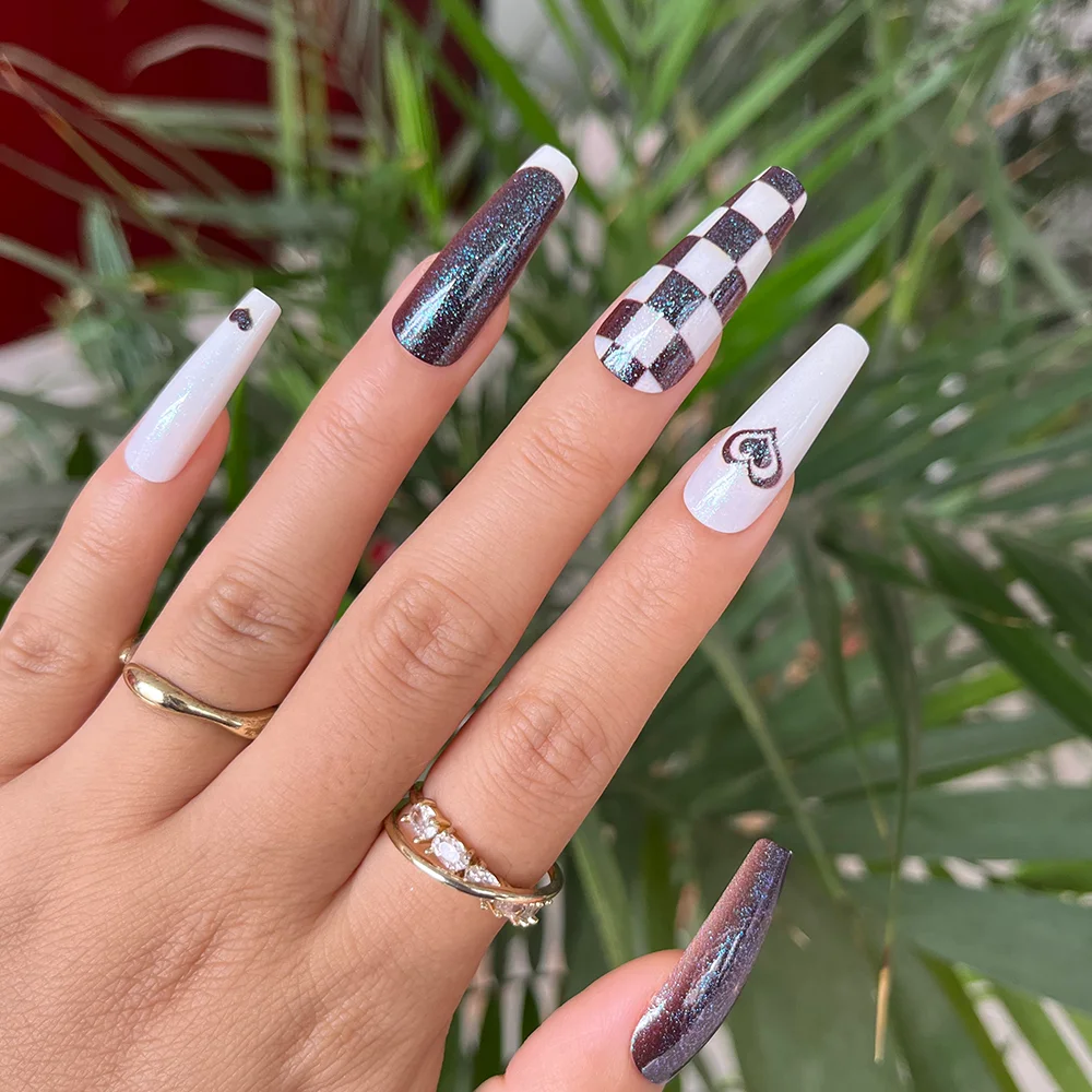 Nail Supplier Wholesale Designed Glitter ABS Materials Long Ballet Colorful Press On Nails Tips For Woman Girls