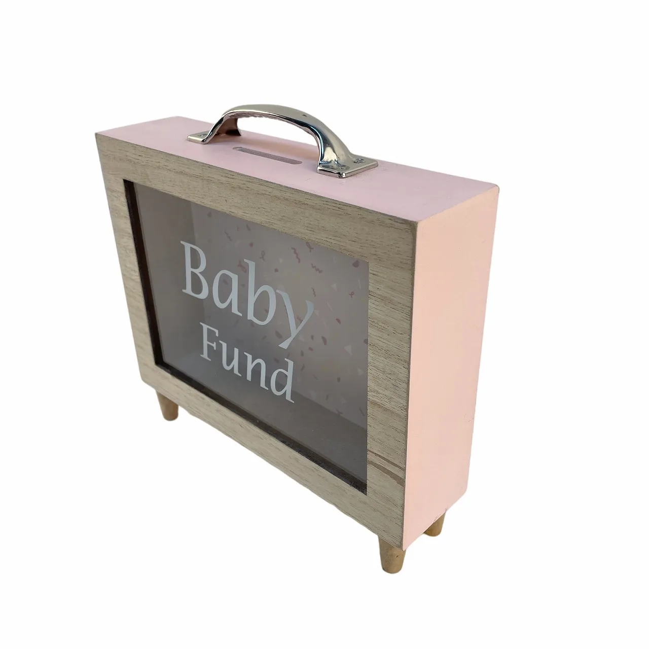 Vintage Wooden Vacation Fund Glass Shadow Box Money Box With Letters