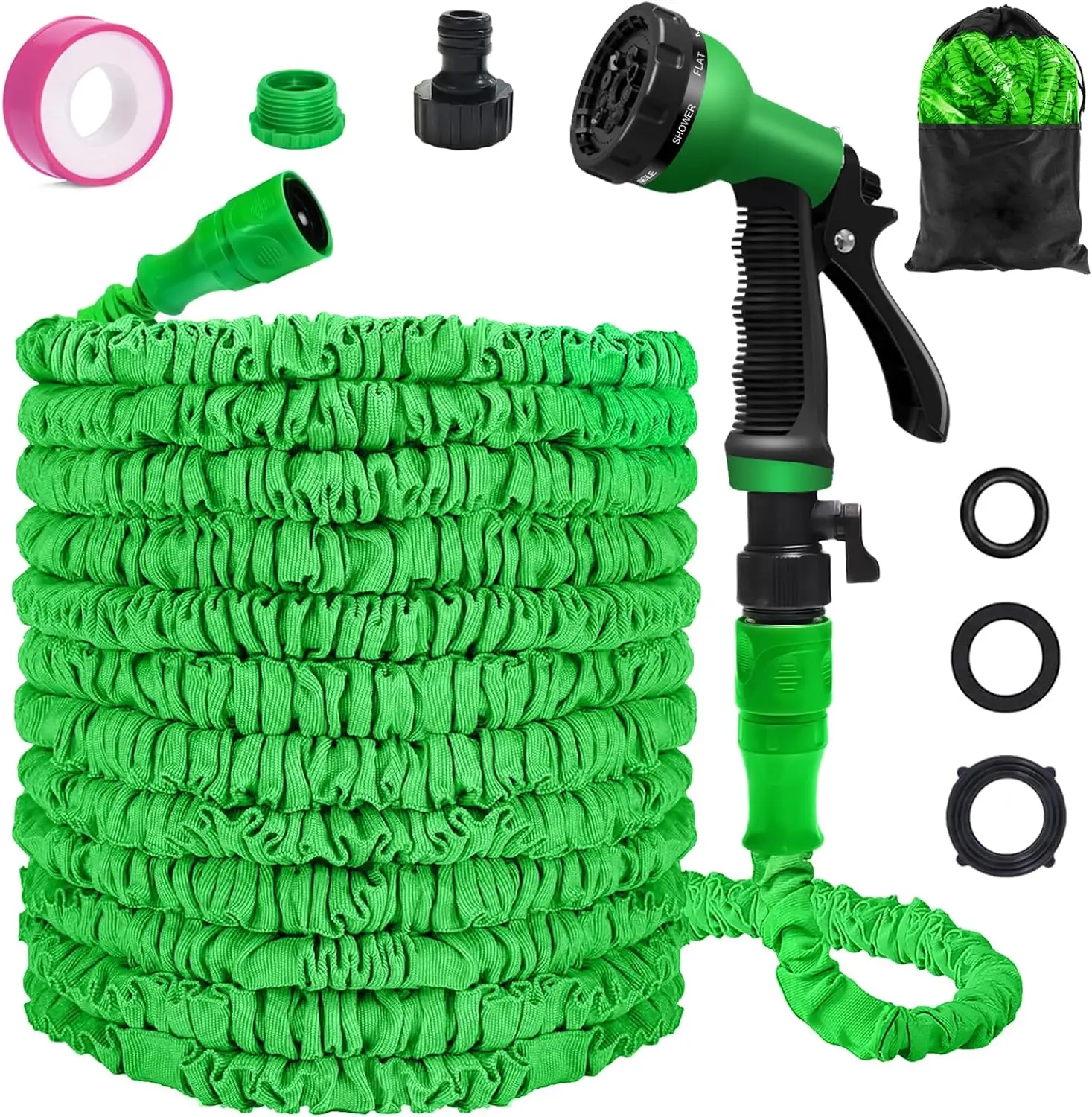 High Pressure 25ft/50ft/75ft/100ft/150ft/200ft Customized Latex Expandable Garden Water Hose Pipe With 7 Pattern nozzle