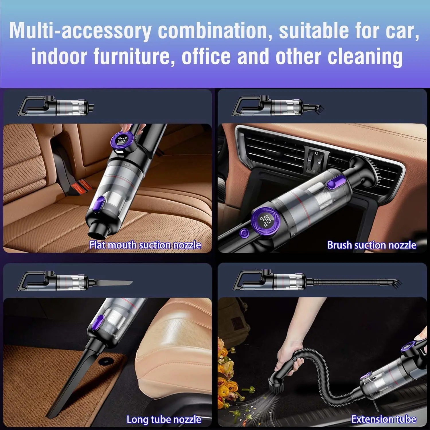 High Power 14000PA Car Vacuum Cleaner Electric Compressed Air Duster & Blower With LED Light