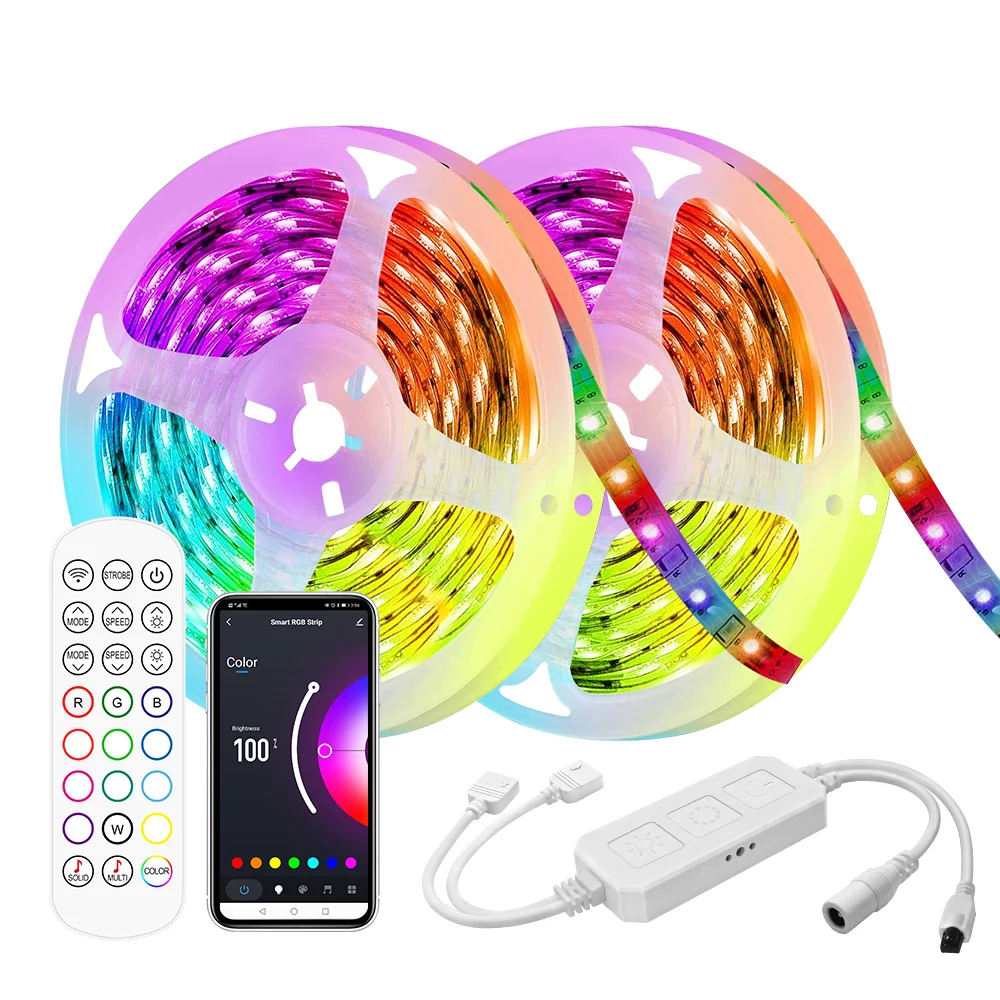 
Wholesale LED Light Strip Smart WiFi RGB 10M 300LEDs IP65 Waterproof LED Strip Light Wifi Remote Control Work With Alexa Google 