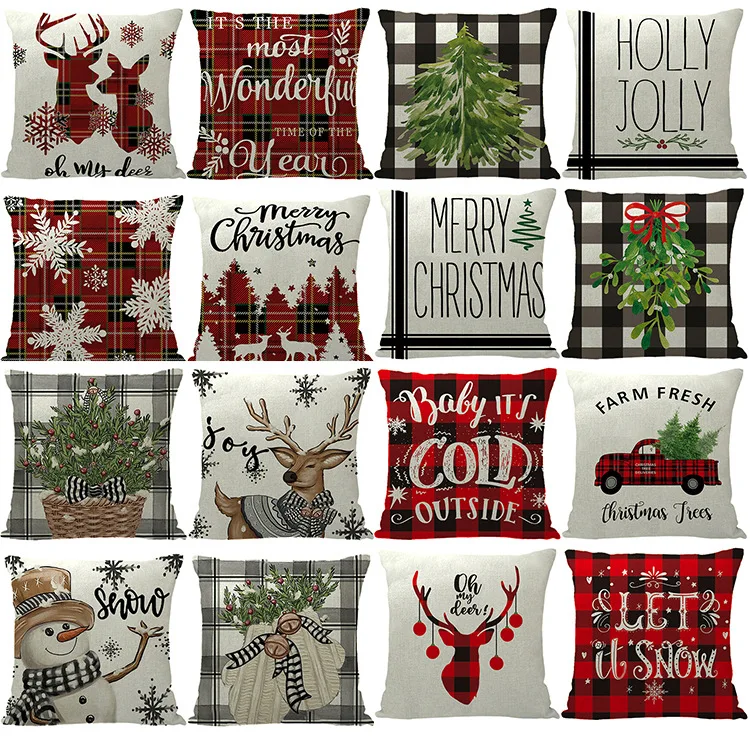 Custom 45*45 Merry Christmas throw pillowcases Cartoon snowman deer cushion covers Christmas party decorations for home