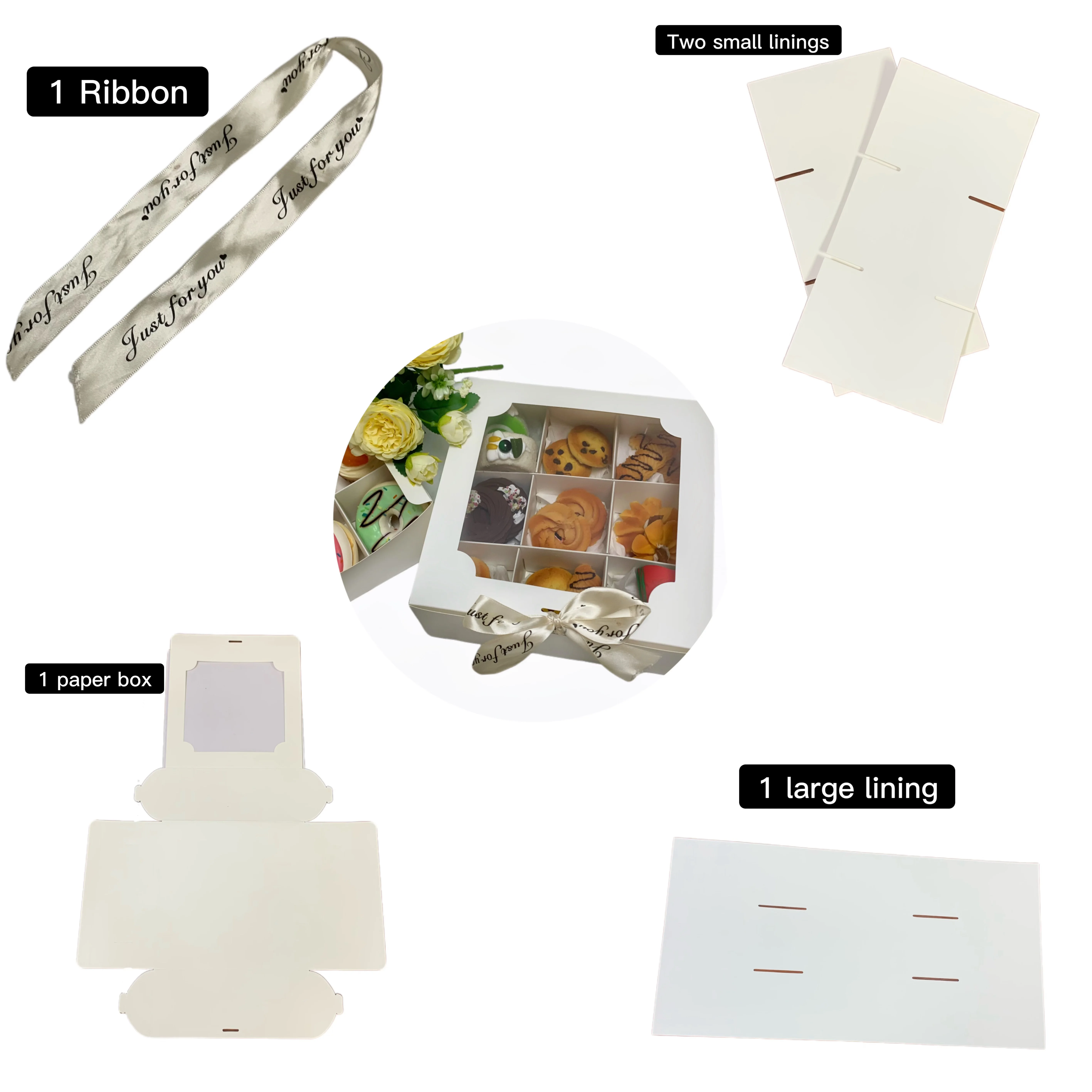 custom cookie boxes hot sales bakery packaging cupcake boxes donut packaging 9 piece  cake box with window