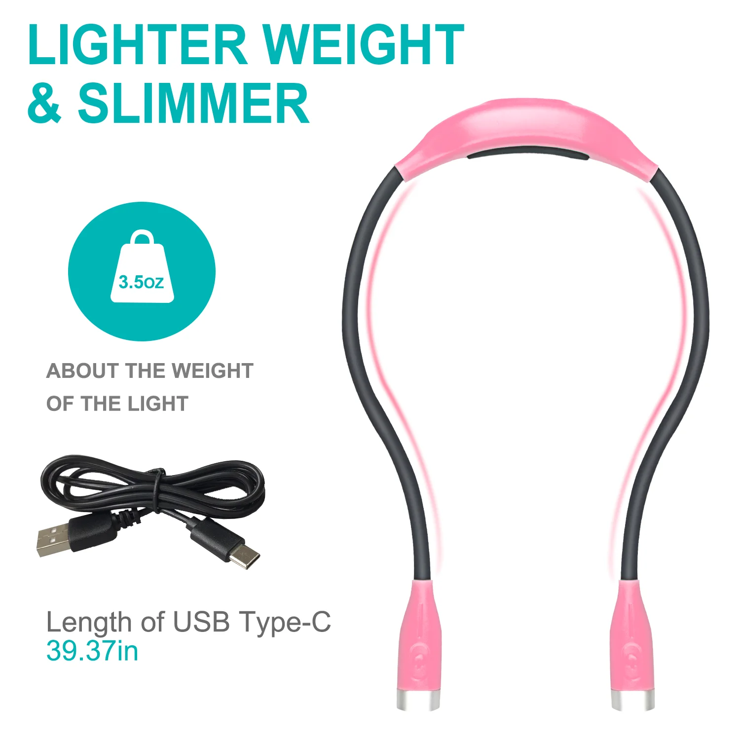  4 Led USB Reading Lamp High Quality Neck Book Light Rechargeable HandsFree Durable LED for Knitting Camping Repairing