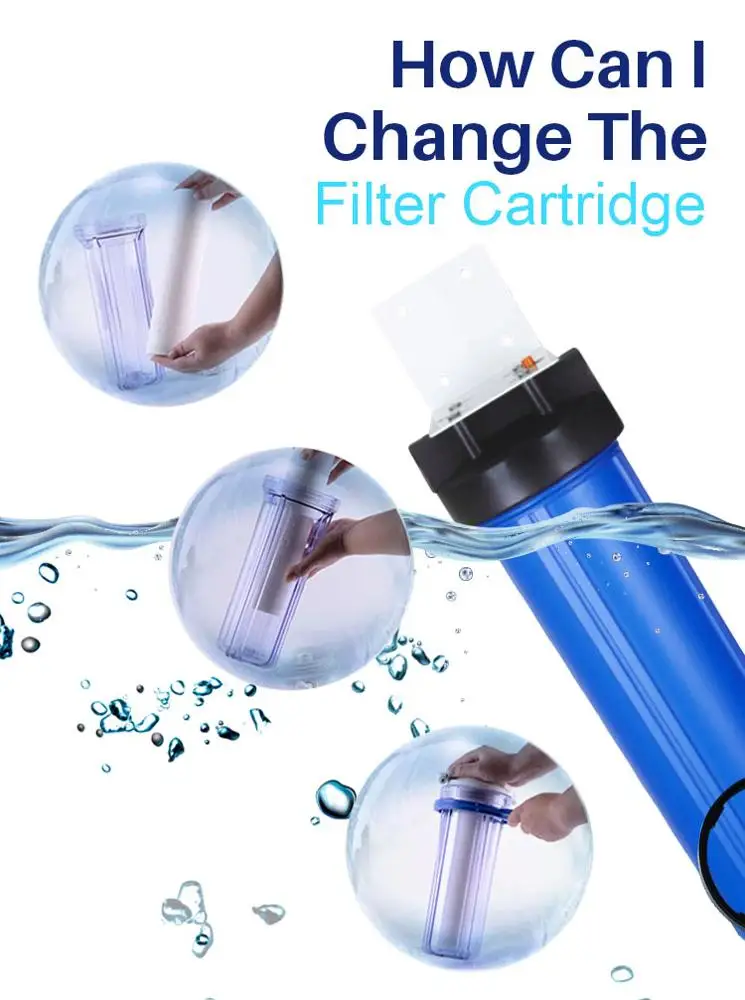 Whole House Water Filter Housing Pre Single Cartridge Jumbo Filter Housing Blue for Home 20 Inch Household Free Spare Parts Big