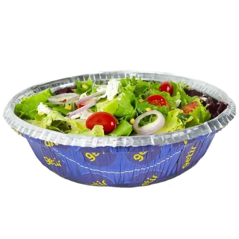 26 oz Aluminum Round Container Wholesale Disposable To-Go Containers for Fast Food Food Packaging Tray Recyclable Custom Color