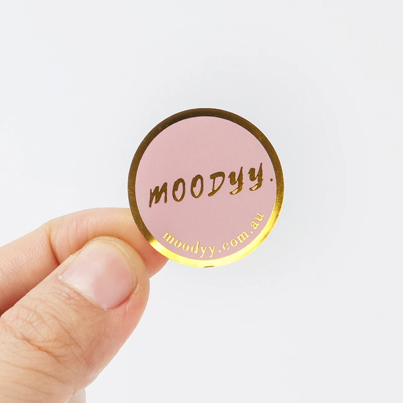 Custom printed waterproof pet logo round label stickers label with gold foil