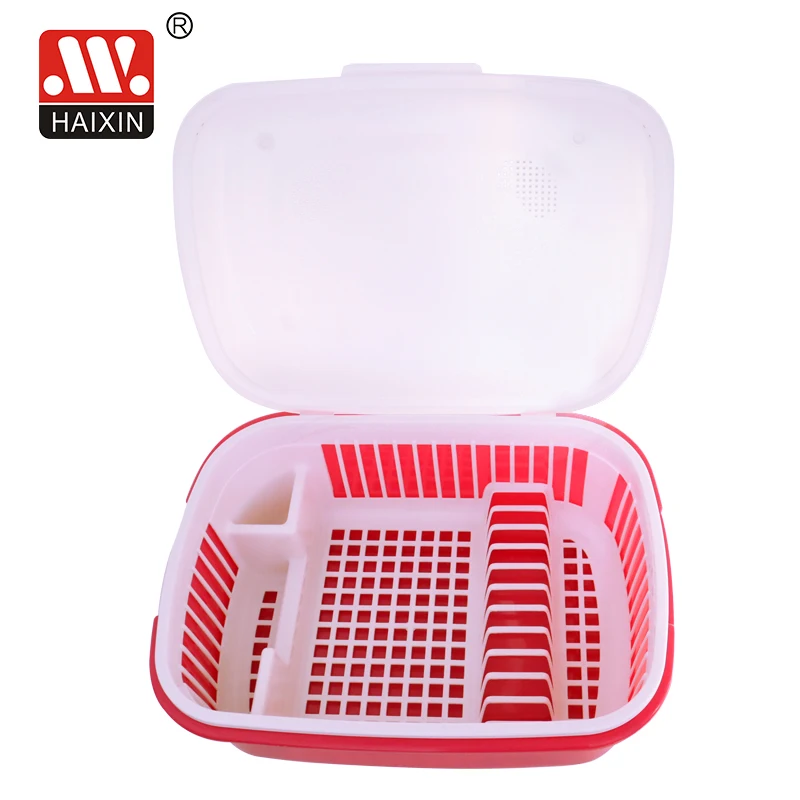 15L Dish Drying Rack with Lid Cover and Drain Board