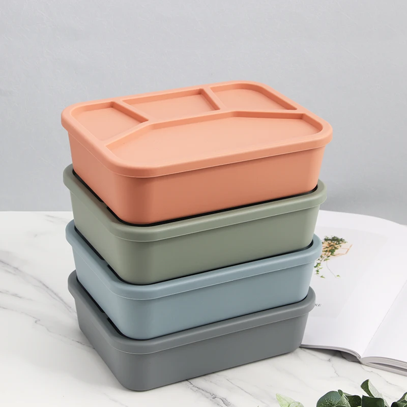 Stackable Food Storage Container with Lid Lunch Fruit Silicone Bento Box Durable Lunch Box Containers