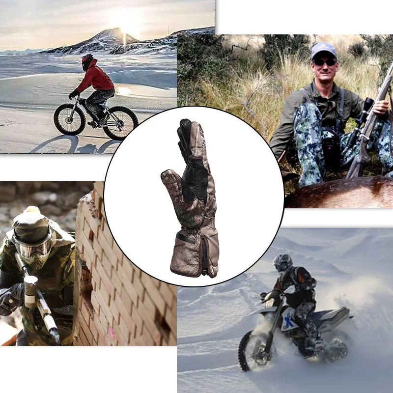 Outdoor Hunting Warm Camo Heated Hand Warmer Electric Rechargeable Lithium Battery Heating Gloves Heated