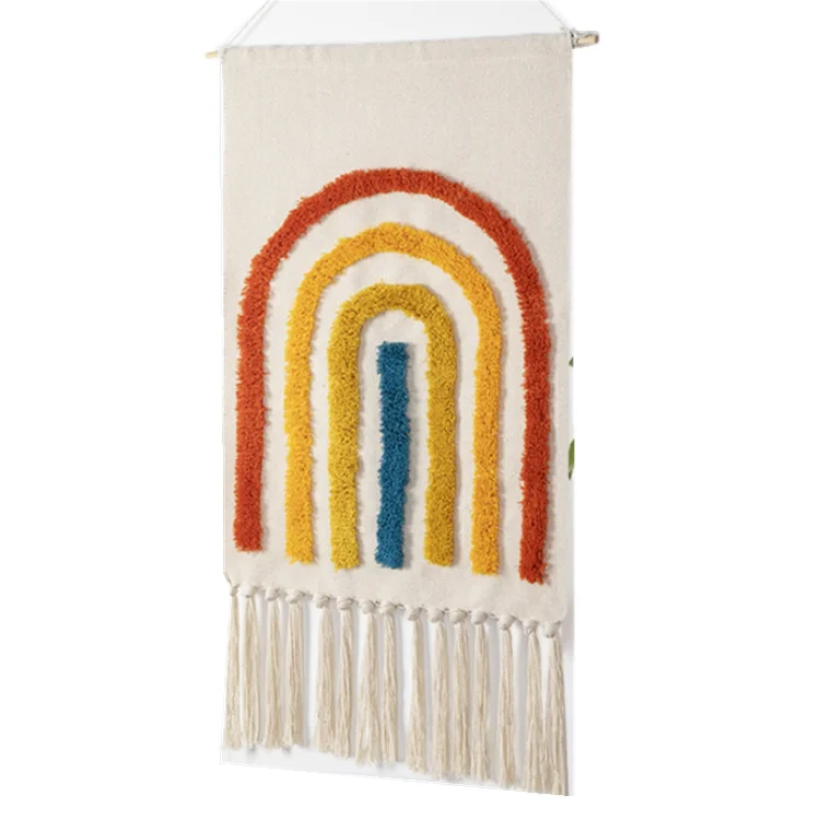 Nordic Art Hanging Cloth New Wall Hanging Handmade Bohemian Style Retro Home Decor  Hand-Knitted Tassel Tapestry