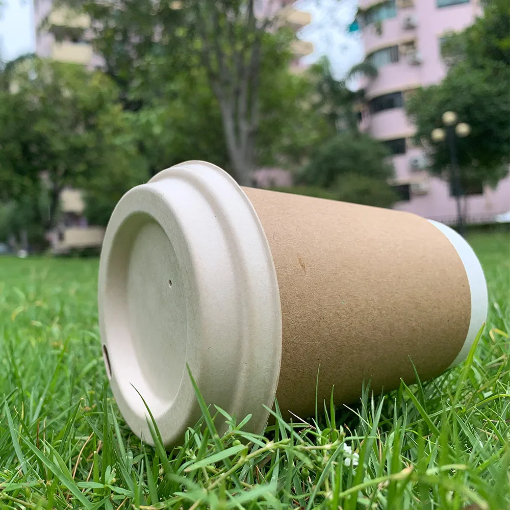 Hot Preservation Biodegradable Sugarcane Disposable Paper Cup Sip Lids For Coffee