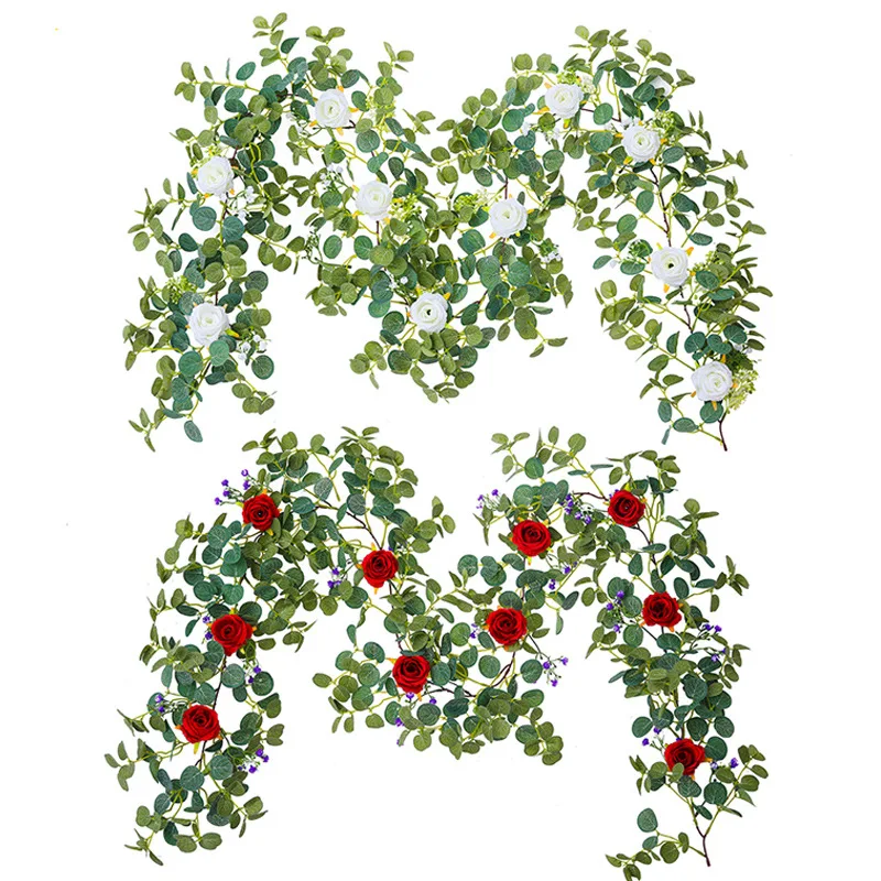 Wholesale Price Artificial Flower Plants Green Lvy Leaves Flowers Rose Vine For Car Decoration