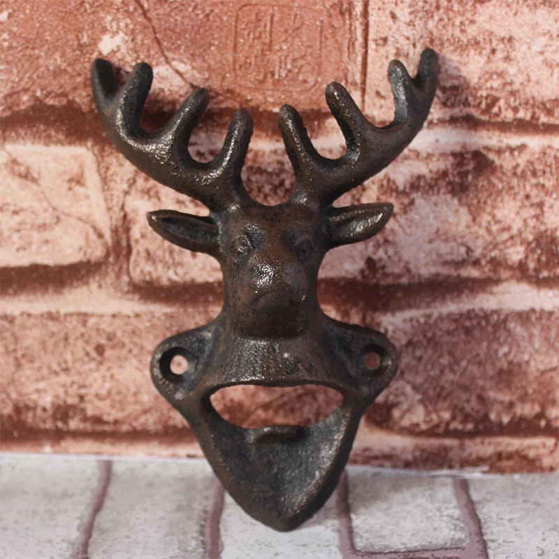 Deer head wall mounted bottle opener