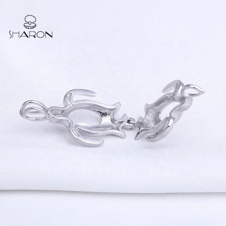 
CS0103 Cute Penguin Sterling Silver Pearl Cage Pendant Animal Design Cage Pendant For DIY Necklace 