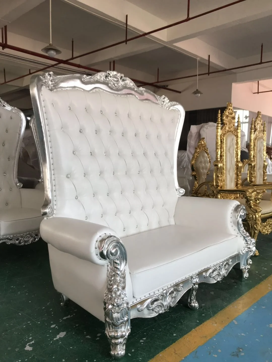 High Grade Hotel Furniture Type King Throne Chair Loveseat Gold Sofa for Sale
