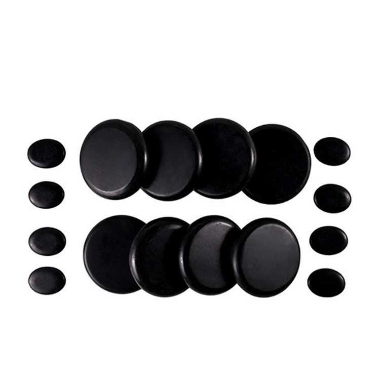 16 pcs portable spa hot stone Massage Stones Set black hot rock massage stones for Professional Home spa therapy kit tools