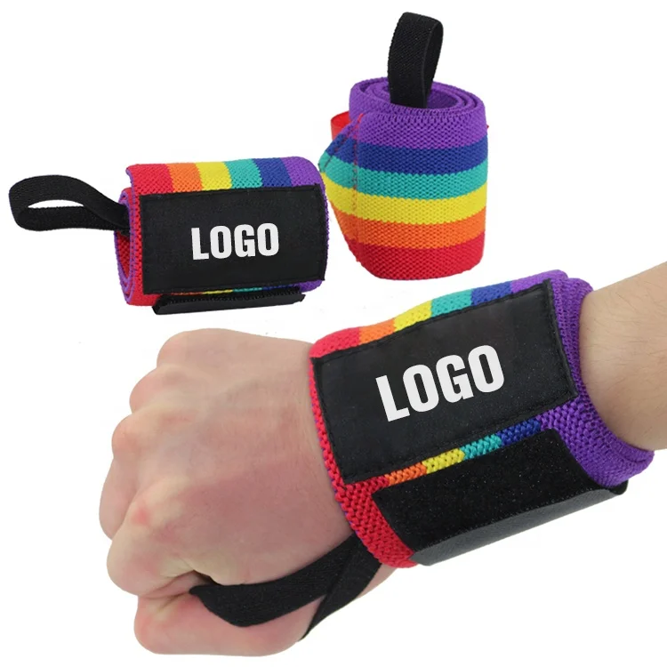 Hot Selling Custom Logo Rainbow Cotton Wrist Wraps Fitness
