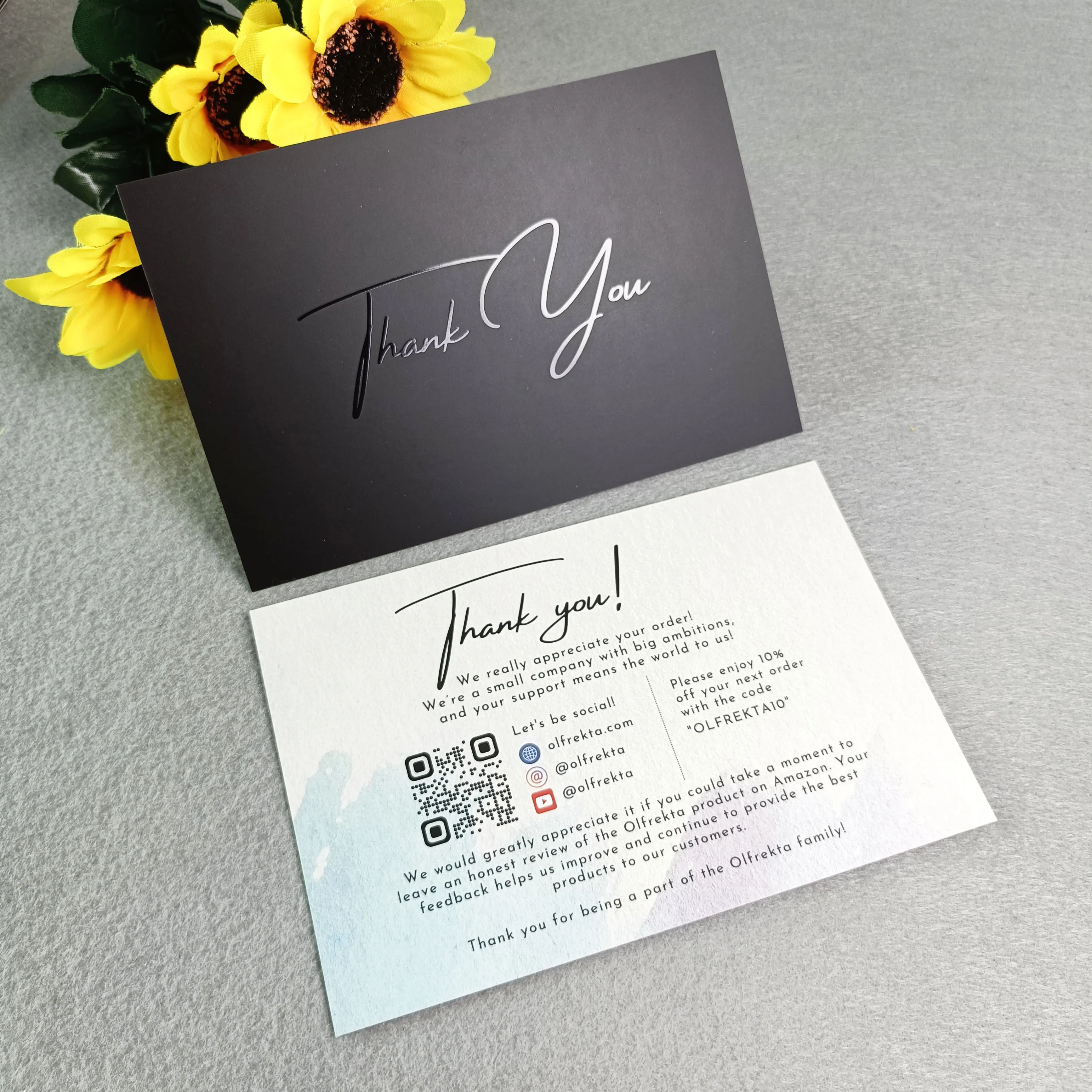 Wholesale Custom Printing UV Black Gold Foil Envelope Thank You Cards  For Business Guests Wedding Birthday Greeting
