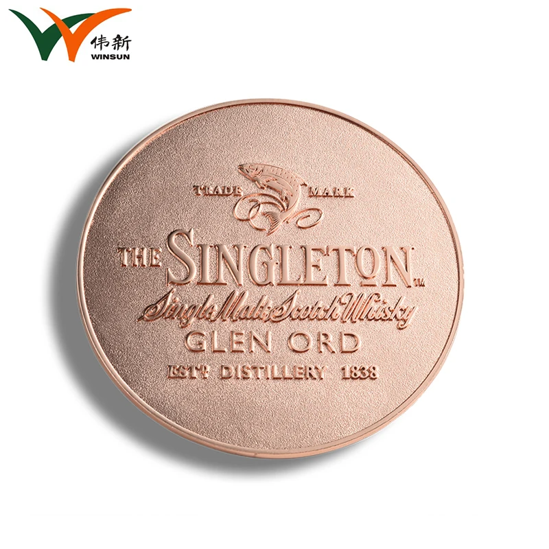 Wholesale Custom Embossed Logo Tea Cup Coffee Bar Round Copper Metal Roller Coaster