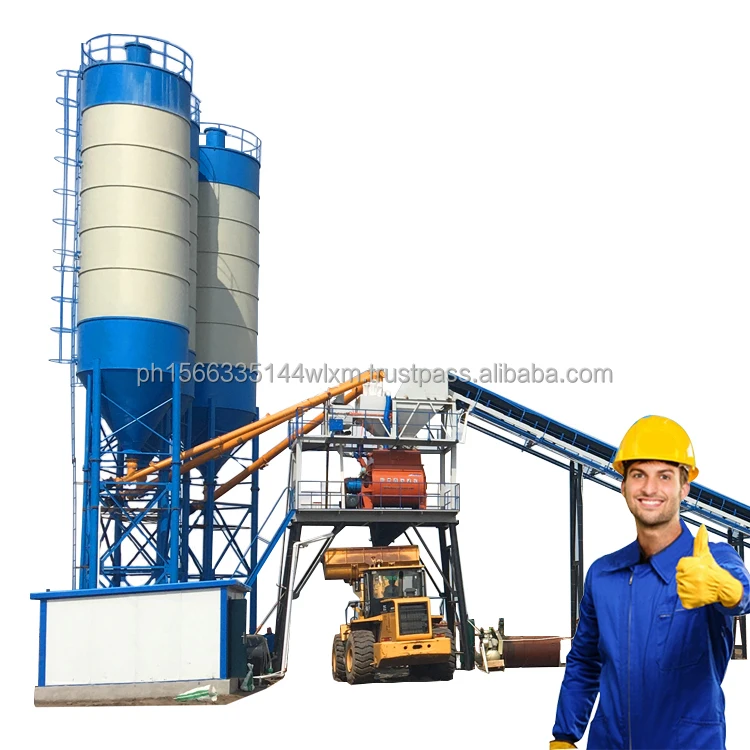 Full-automatic Control System Concrete Plant 120 m3/h Twin Shafts Mixer Concrete Batching Plant for Sale