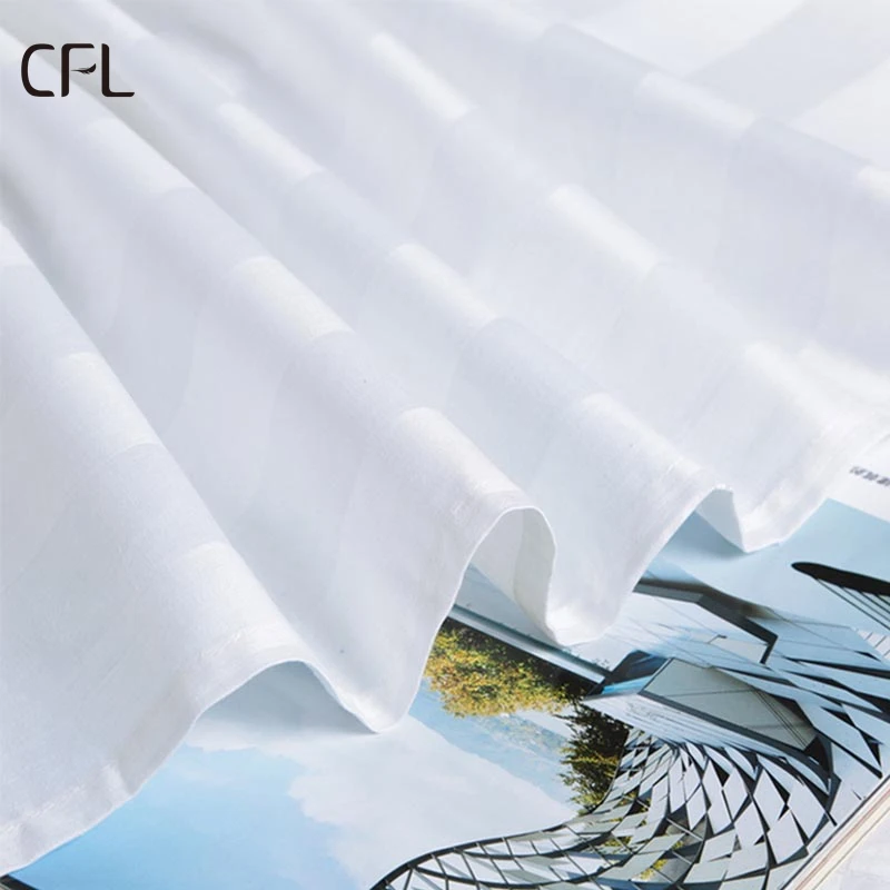 luxury hotel linen supplies size design  comforter bedding set 3cm Stripe satin White 100% cotton bedsheet customized bedspread