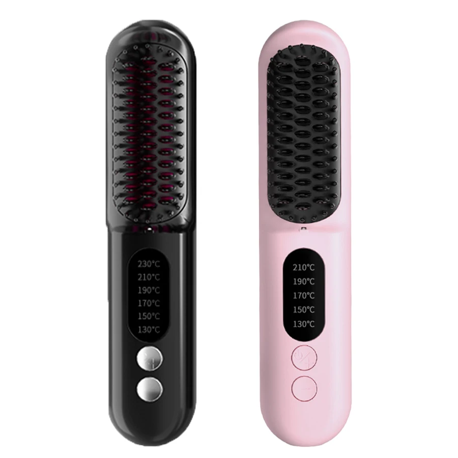 2024 New Product Heated Hot Portable Combs Private Label Wireless Fast Hair Straightener Pressing Electric Hot Comb