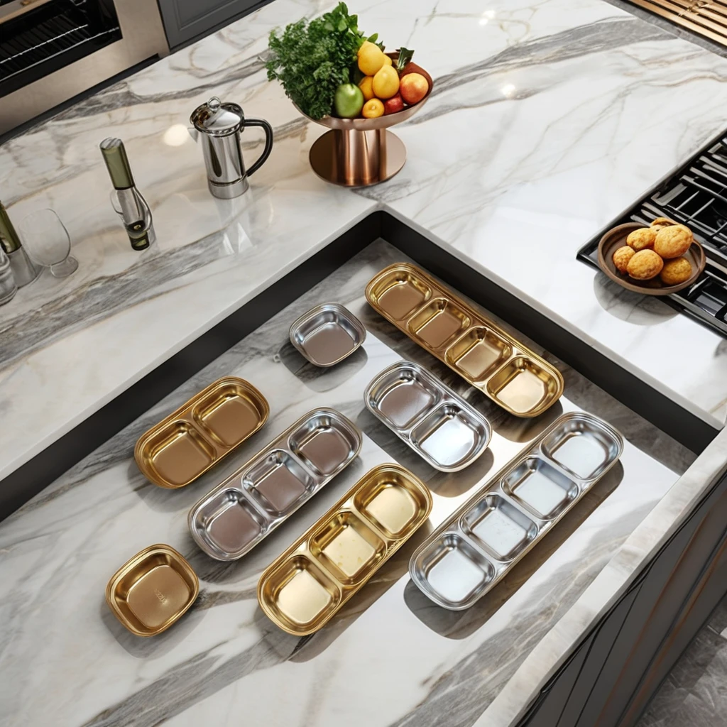 Korean 2 3 three compartment sauce dish set rectangle soy sauce dish 2 compartment seasoning dish Home kitchen promotion