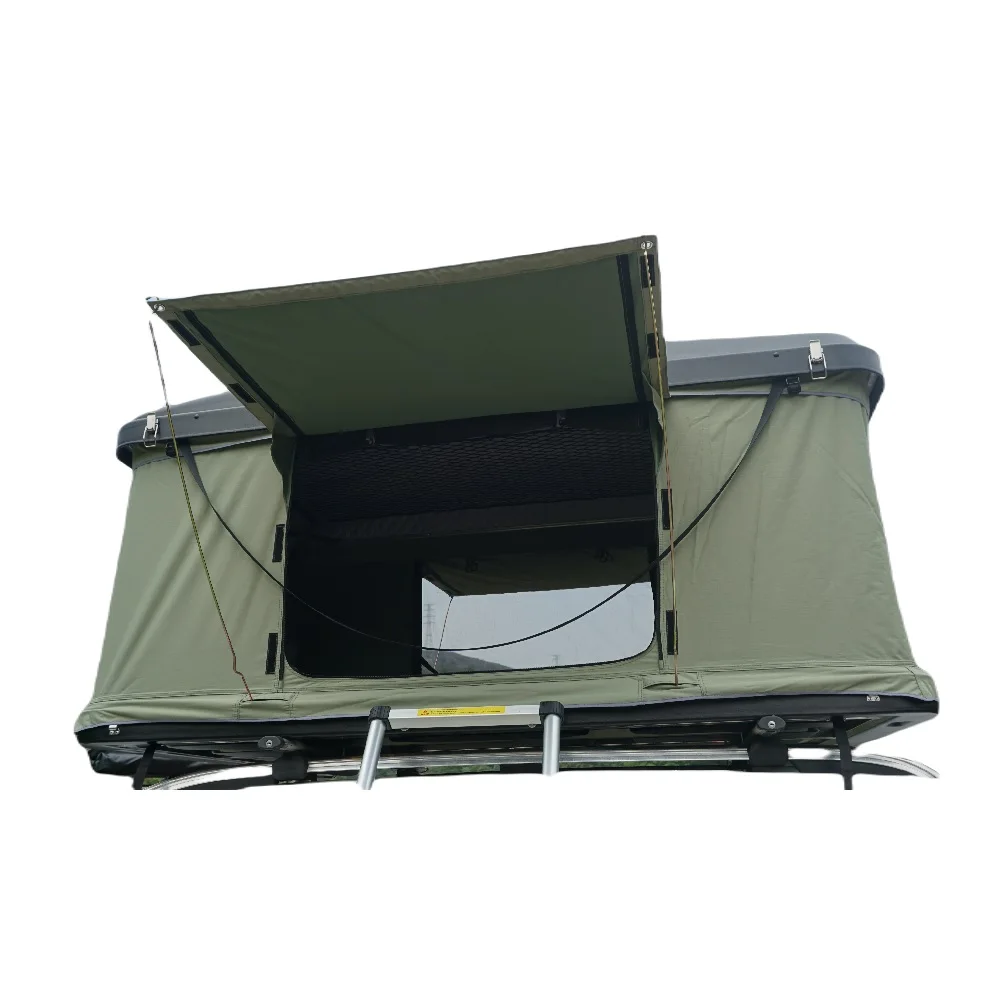Remaco Outdoor Camping Automatic Car Truck Roof Top Tent ABS Hard Shell Fold Out 4x4 Rooftop Tent Aluminum Pole Canvas Fabric