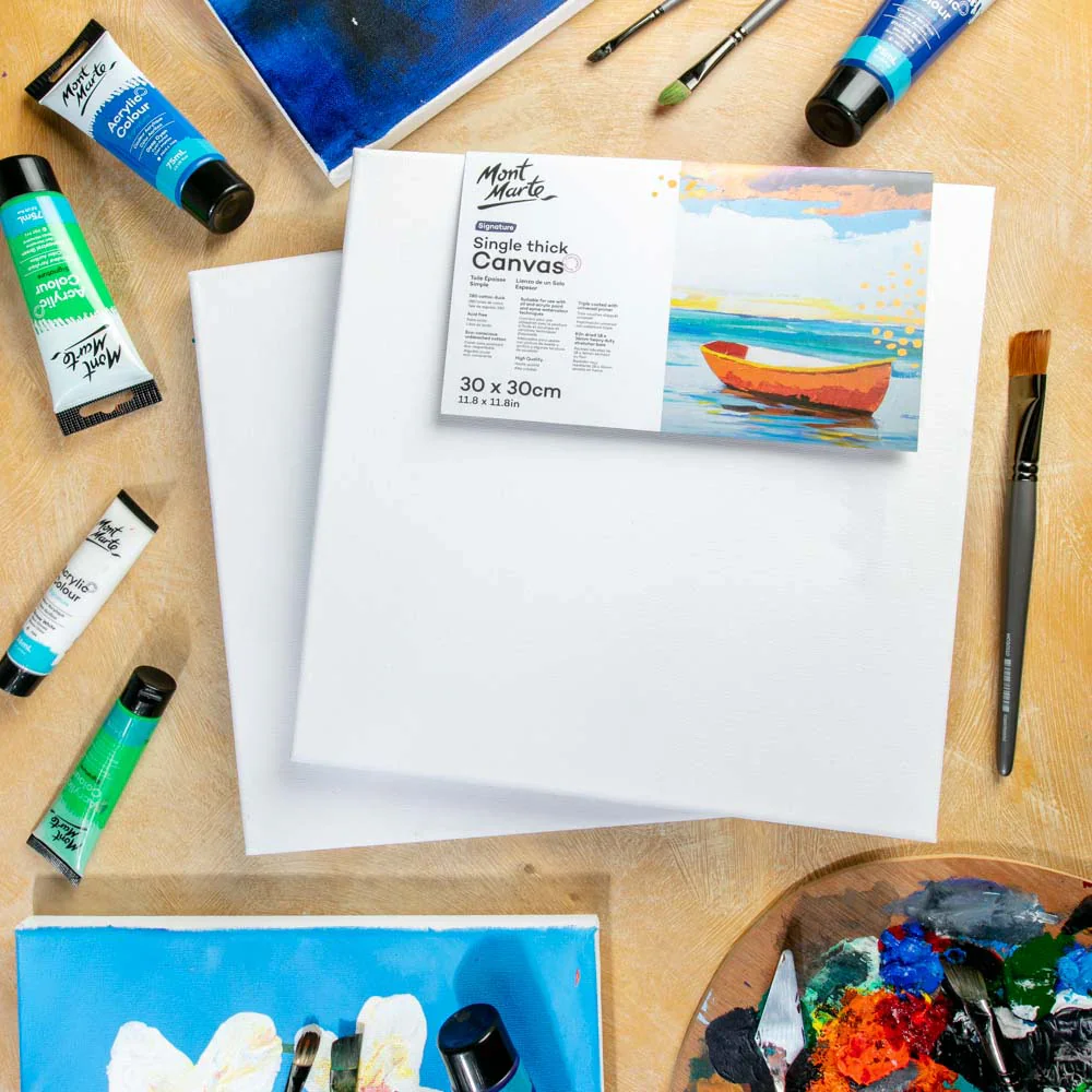 Mont Marte Signature Canvas S.T. 30x30cm Pack 2 blank stretched canvas for painting
