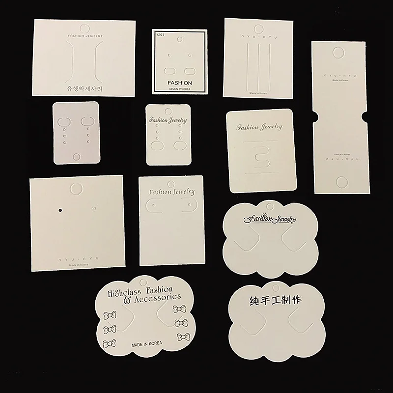 White Color Rectangular Paper Hair Clip ,Brooch,Earring  Display Packaging Cards With OPP Plastic  Bag