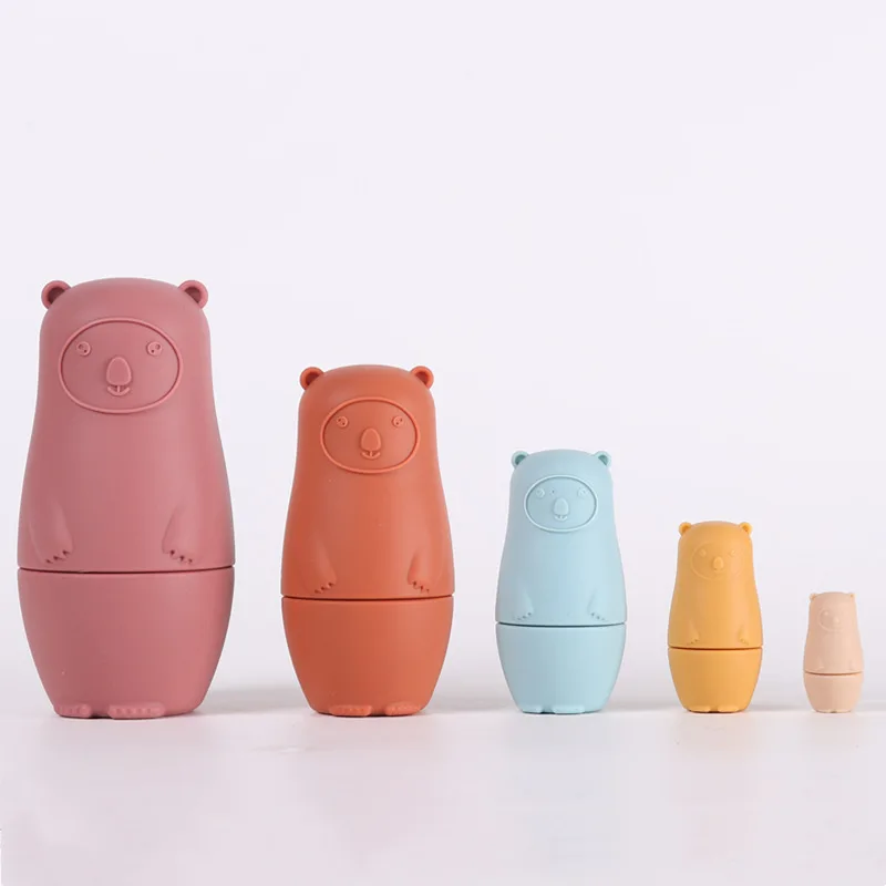 Babe Nesting Dolls Made of Silicone Matryoshka Russian Dolls Bear Handmade for Christmas Holiday Souvenir for Babies