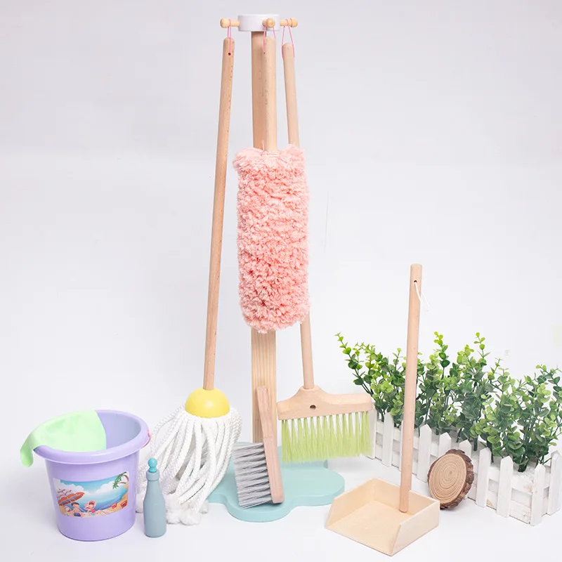 Montessori Household Pretend Cleaning Tool Toy Set Plastic Brooms and Mops for Kids Educational Kids Housekeeping Toys