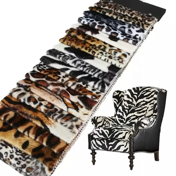Soft Velboa Leopard/Tiger/Zebra Fur Animal Skin Print Upholstery Velvet Animal Printing Fabric For Sofa Curtain Cushion Textiles