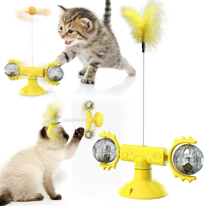 
Amazon hot sell ECO Cat windmill spin toy with propellers plastic simon cat tracks yoyo toys with catnip 