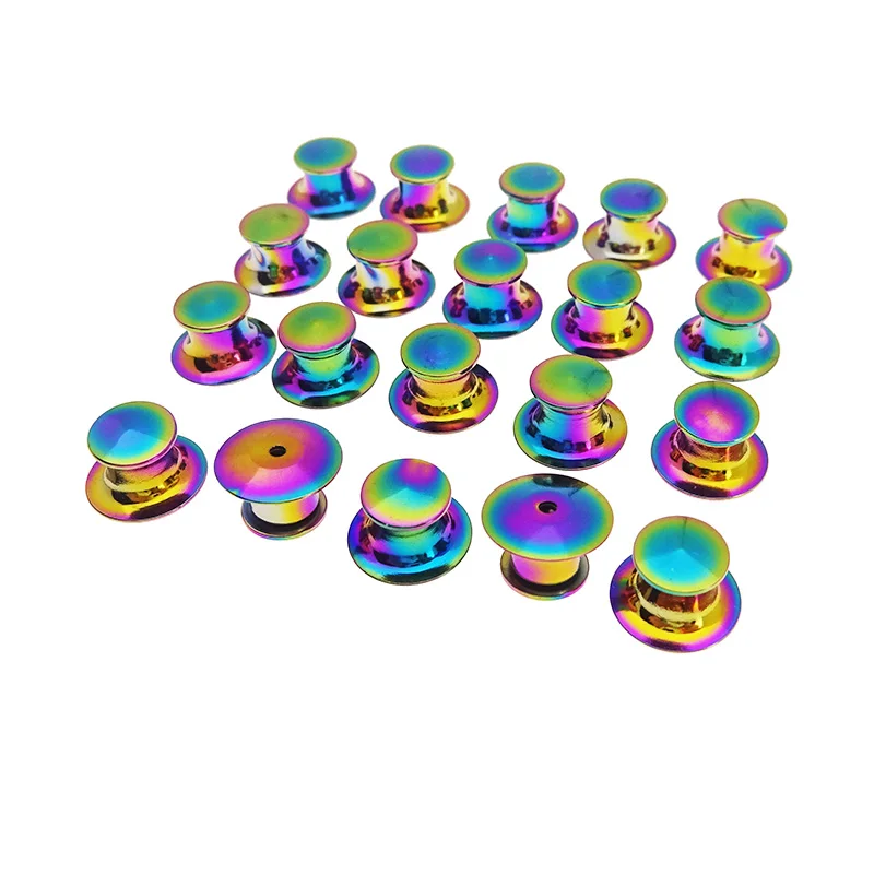 Secure Locking Pin Backs Rainbow Finish Deluxe Lock Clutch Wholesale Pin Keeper Badge Clasp