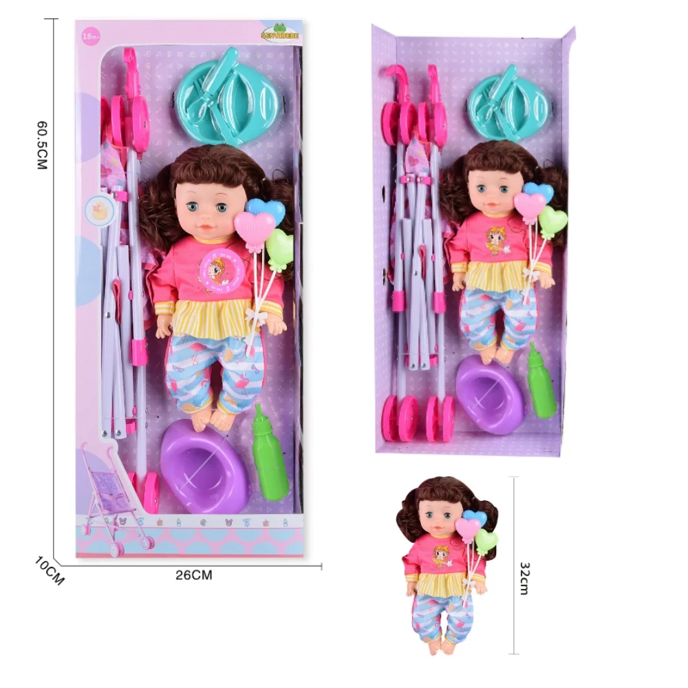 luxury Nursery Play set with suction bottle, ice cream, urinal, 55CM plastic cart baby dolls sets reborn doll kids