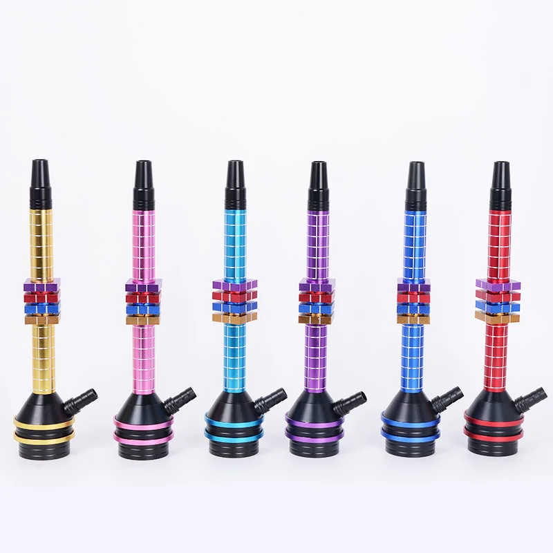 Newest Design Wholesale Colorful Aluminum Hookah Shisha Set Russian Style Hookah Soft Smoke Shisha