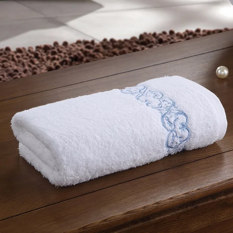 Wholesale custom Embroidery Logo 100% Cotton plain White Hand Towels for hote spa