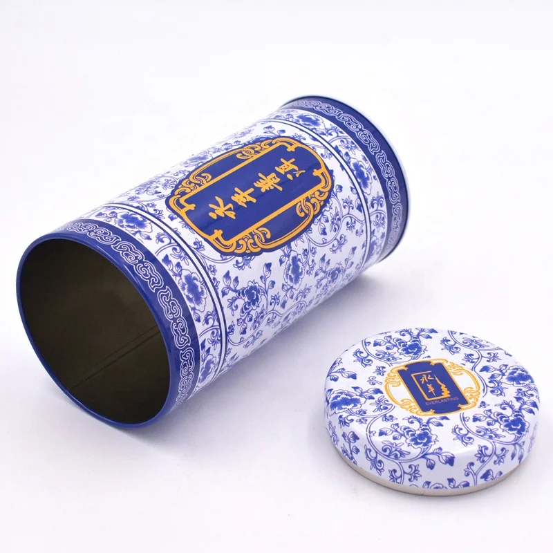 food grade wholesale airtight round double lid tea tin cans
