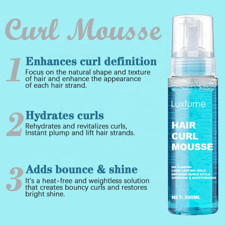Curl Define Styling Hair Mousse Private Label Smooth Frizz Curls Activator Curling Foam