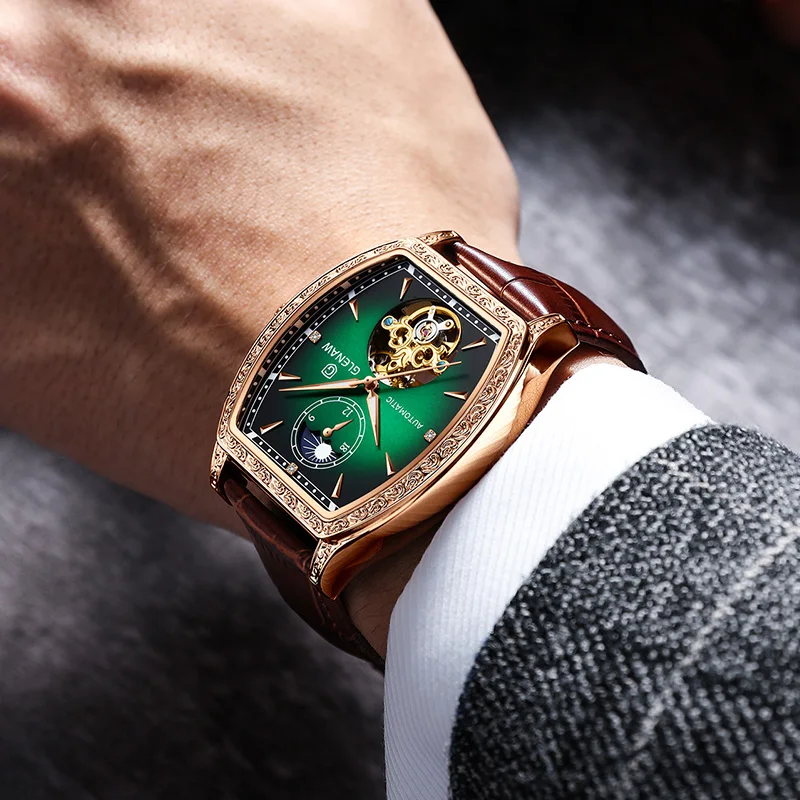 Watch Manufacturer New Arrival Automatic Mechanical Movement Watch High Quality Leather Skeleton Watch Men