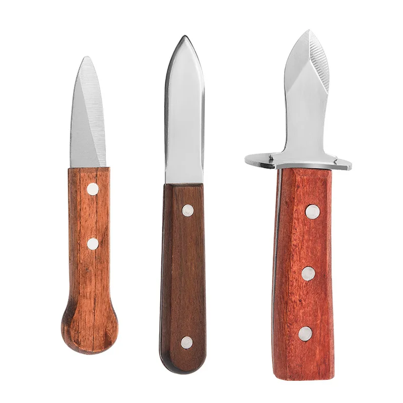 Cross-border hot sell stainless steel oyster knife wooden handle oyster knife