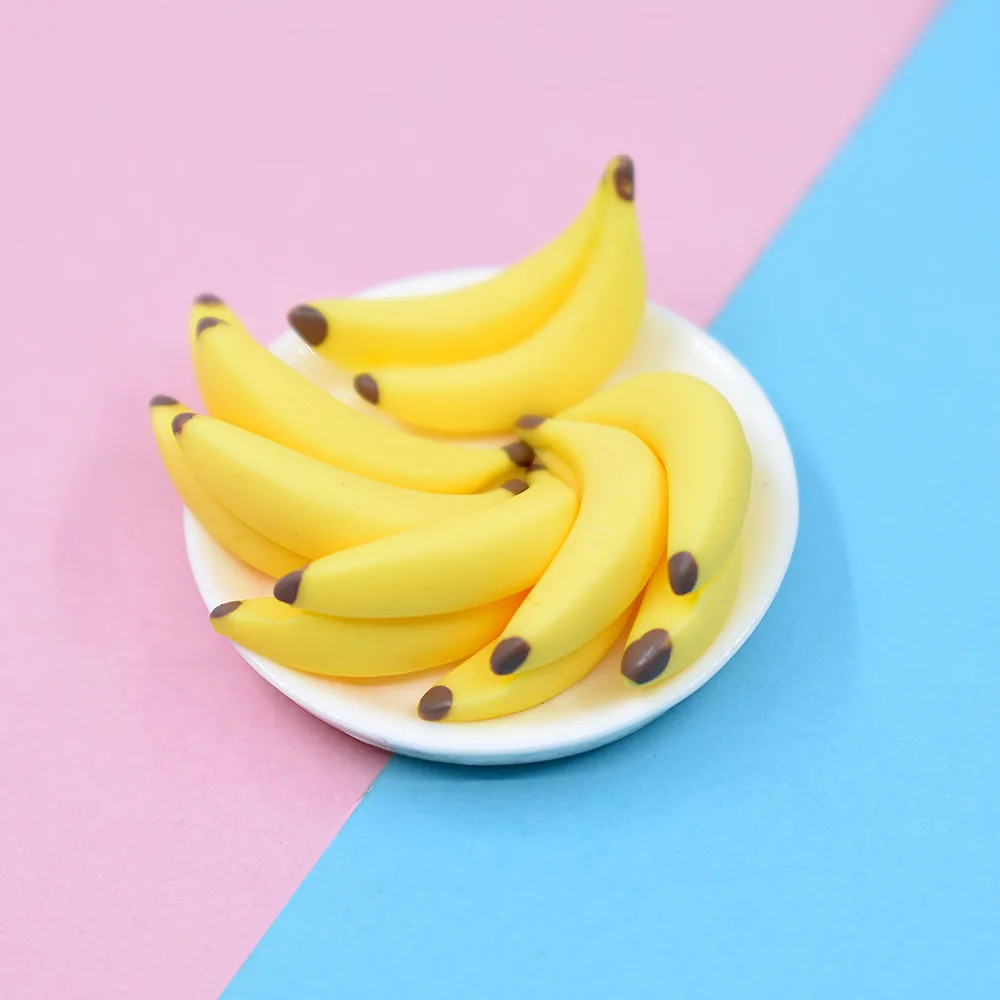 Wholesale Kawaii 3D Miniature Simulation Little Banana Resin Cabochons Food Toys Dollhouse Accessories For Crafts Decoration