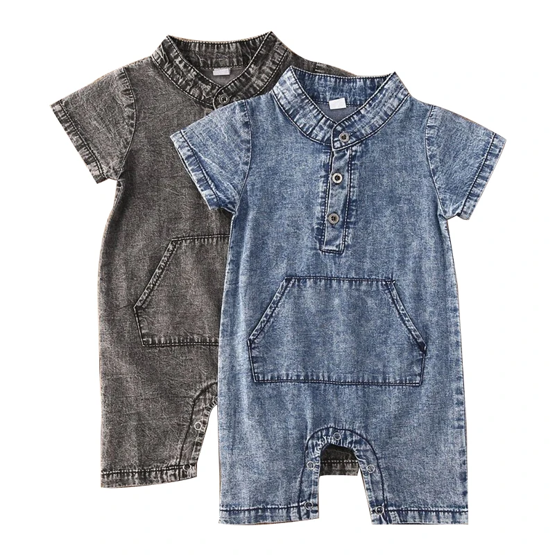 China Manufacturer Summer New Short Sleeve Jumpsuit Cowboy Baby Climbing Clothes